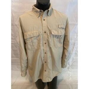 World Wide Sportsman Fishing Shirt LARGE Roll Tab Sleeves Cape Vent Pockets MINT